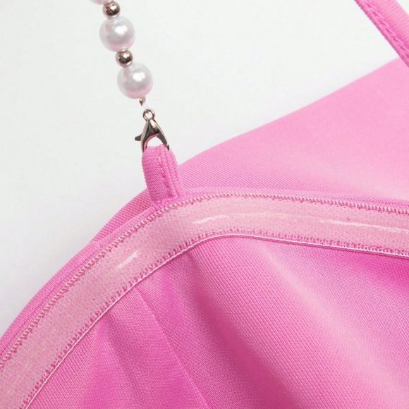 Pink Party Womens Big Bow Front Cami Bodycon Dress - Picture 6 of 6